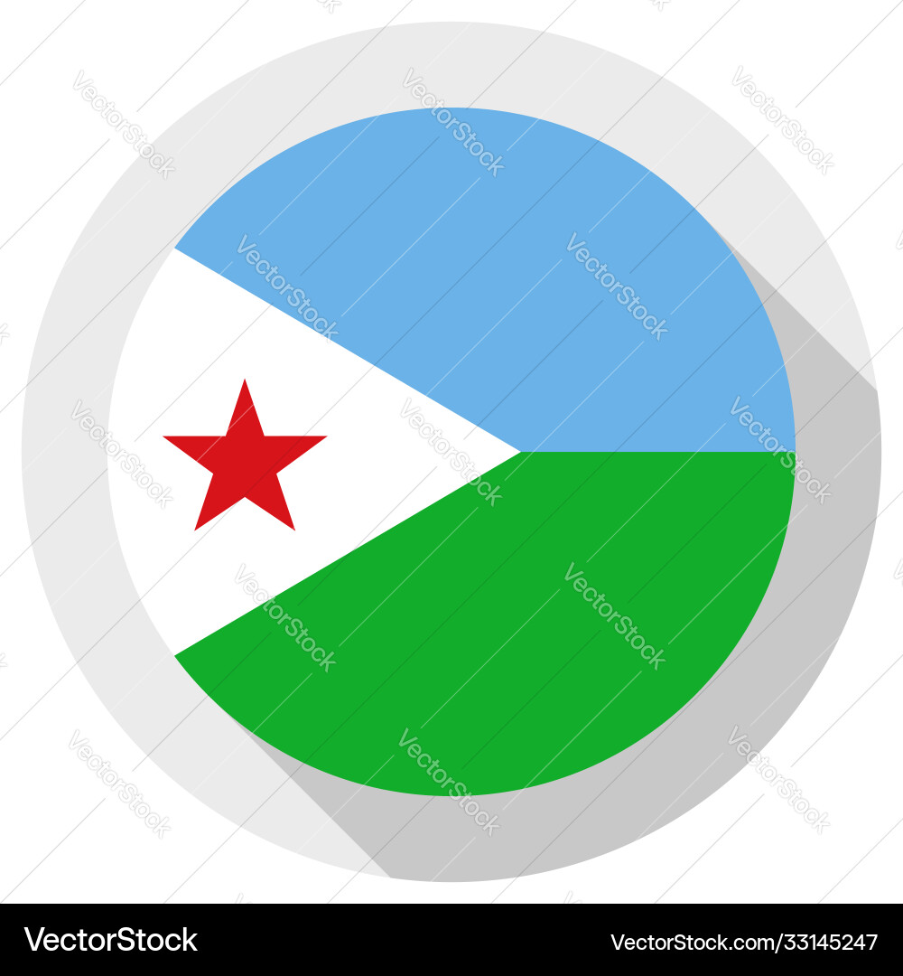 Flag djibouti round shape icon on white Vector Image
