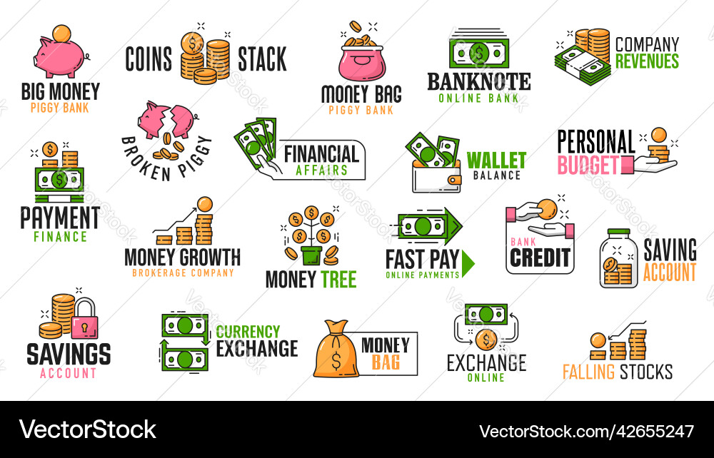 Geld-Cash-Münzen Sparen-Symbole Geld-Cash-Münzen Sparen-Symbole vektorbild