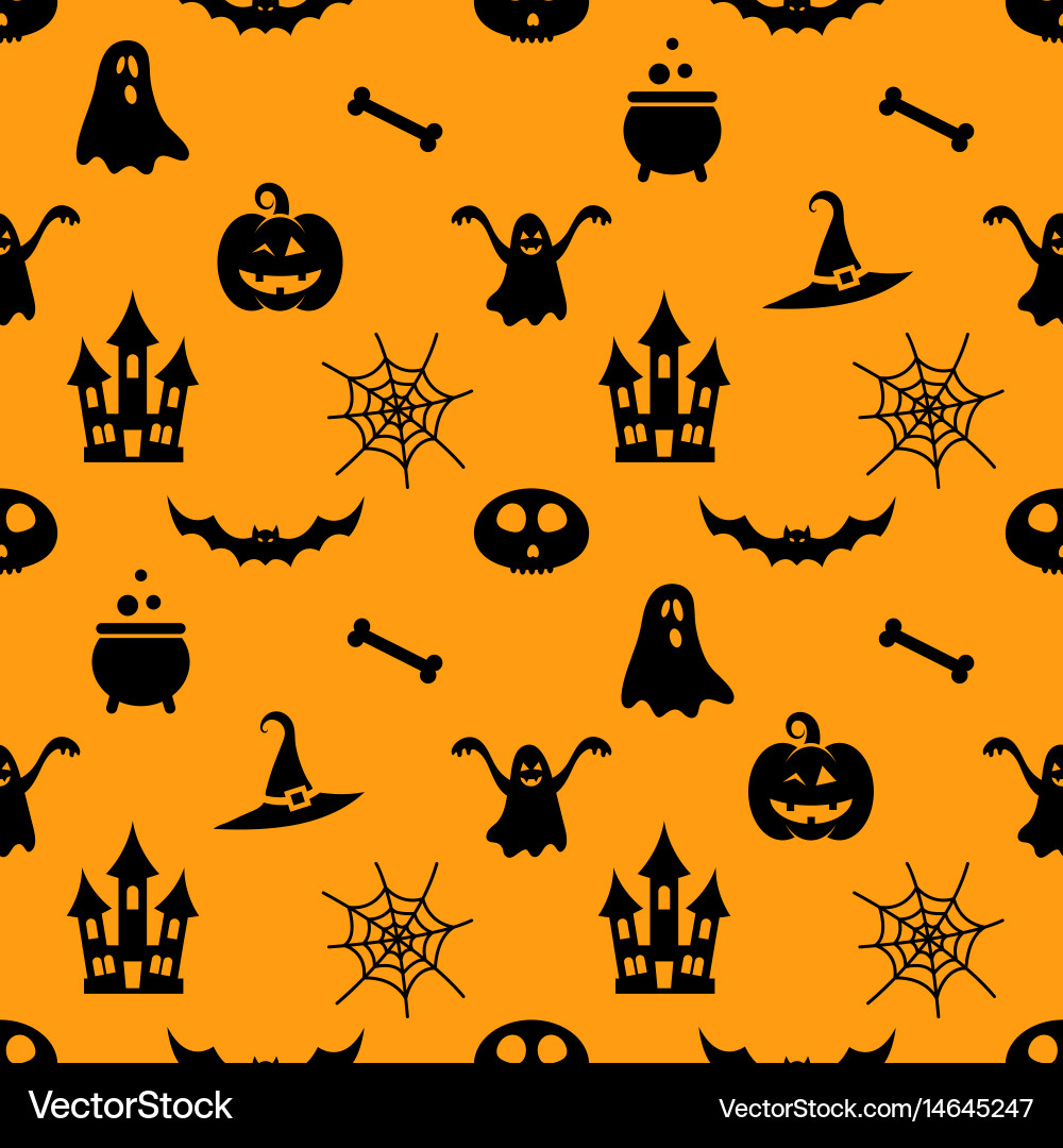 Halloween Icon Seamless Pattern vector image