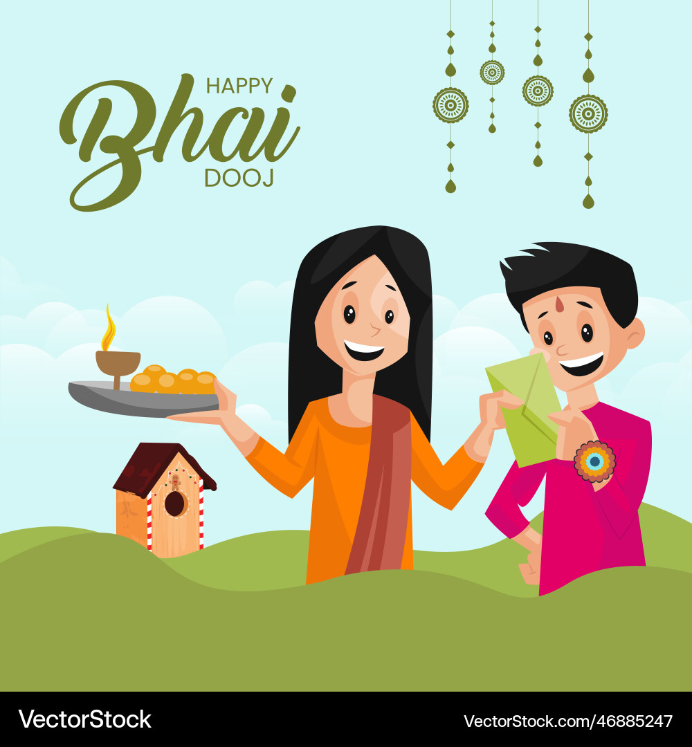 Indian festival happy bhai dooj template Vector Image