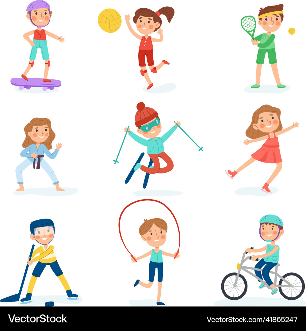 Kids Playing Sports Vector Image