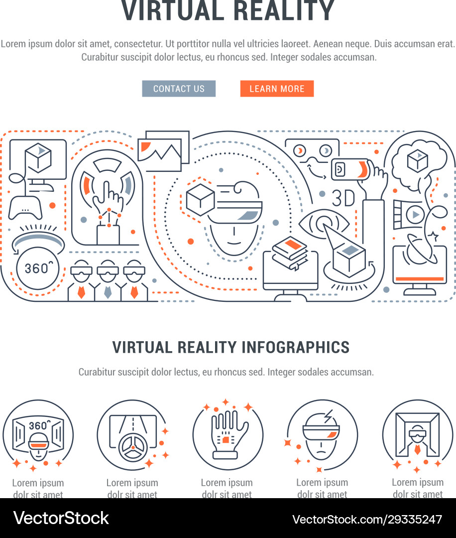 Linear banner virtual reality Royalty Free Vector Image