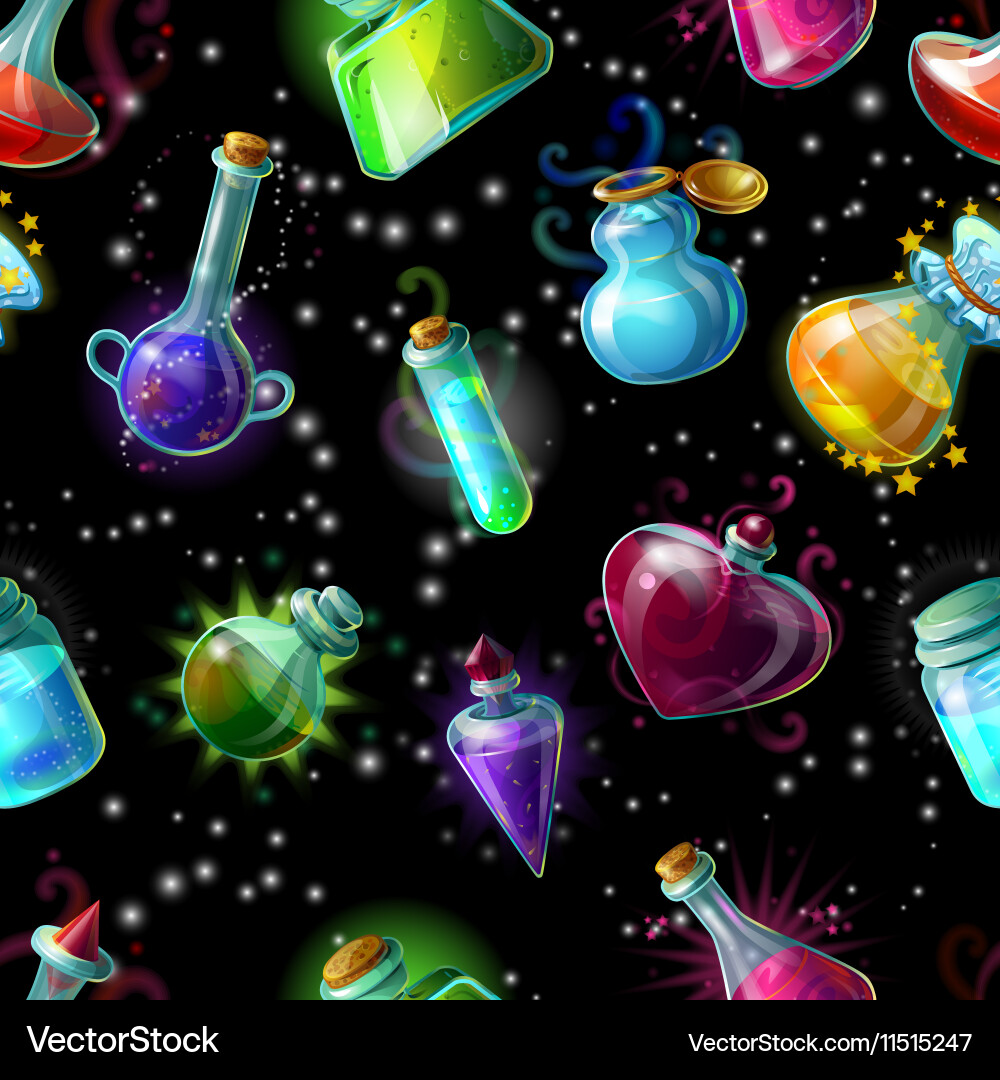 Magic bottles pattern vector image