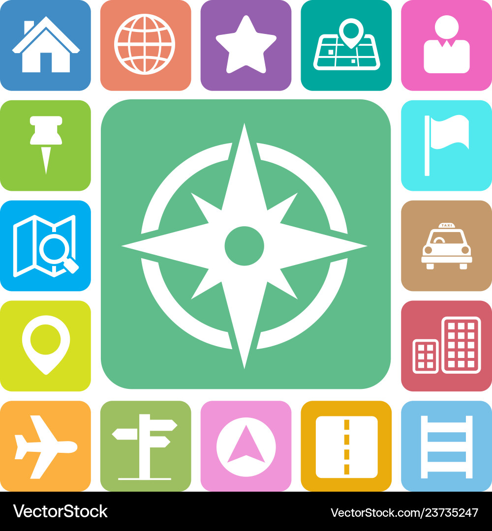 Map and Location Icon Set vector image