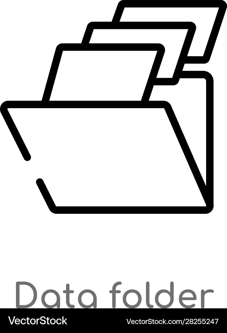 Outline data folder icon isolated black simple vector image