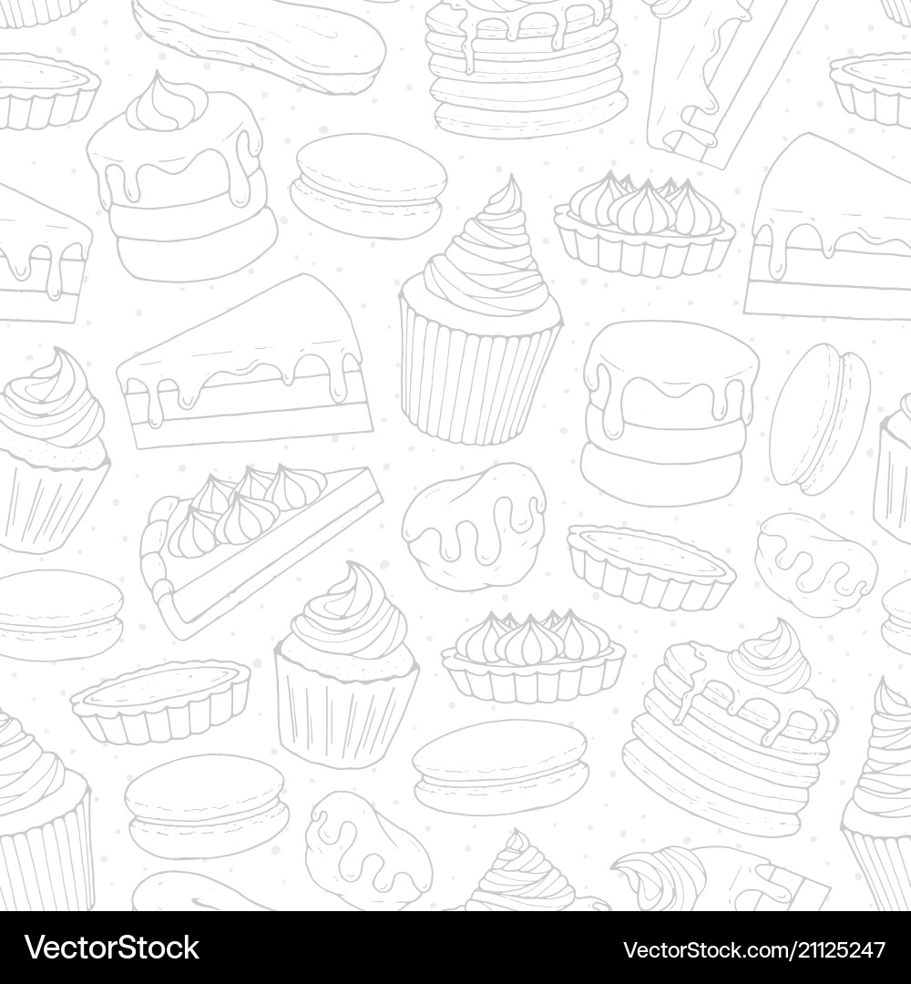 Pastry wiederholen Muster mit Kuchen Kuchen Muffins Pastry wiederholen Muster mit Kuchen Kuchen Muffins vektorbild