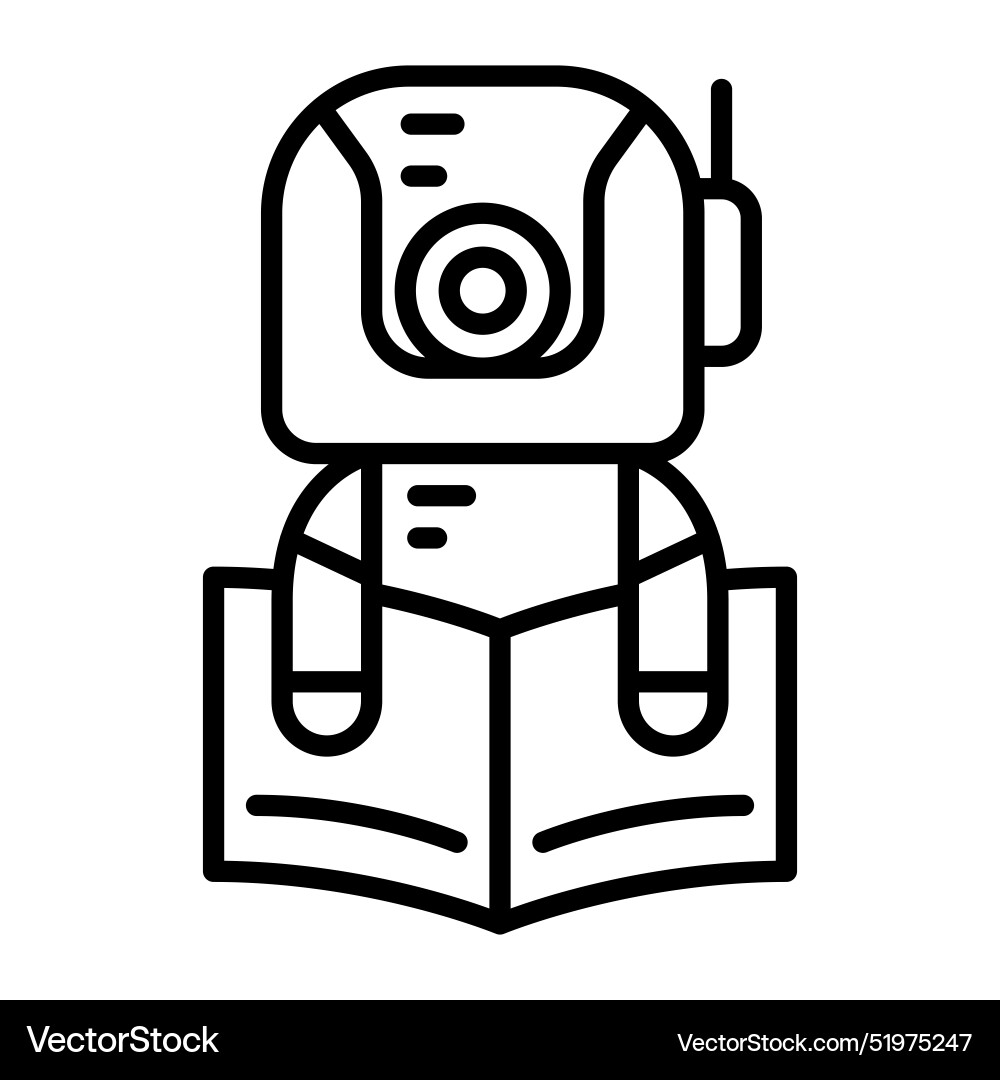 Robot reading icon in thin line style graphic Vector Image