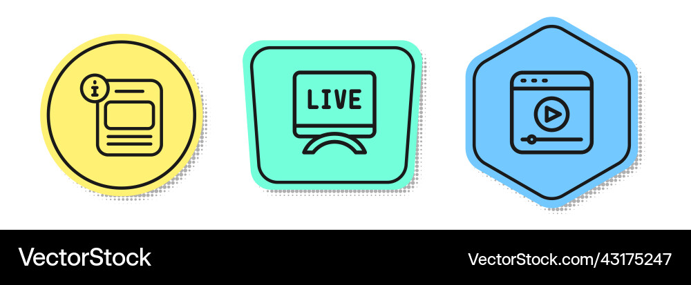 Set line information live report and stream Set line information live report and stream vector image