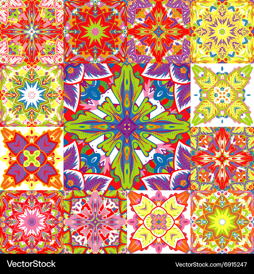 Set of seamless patchwork patterns from colorful Vector Image