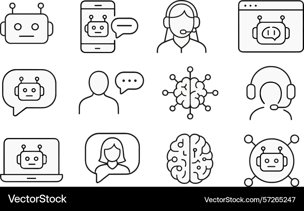 Various digital icons representing artificial Vector Image