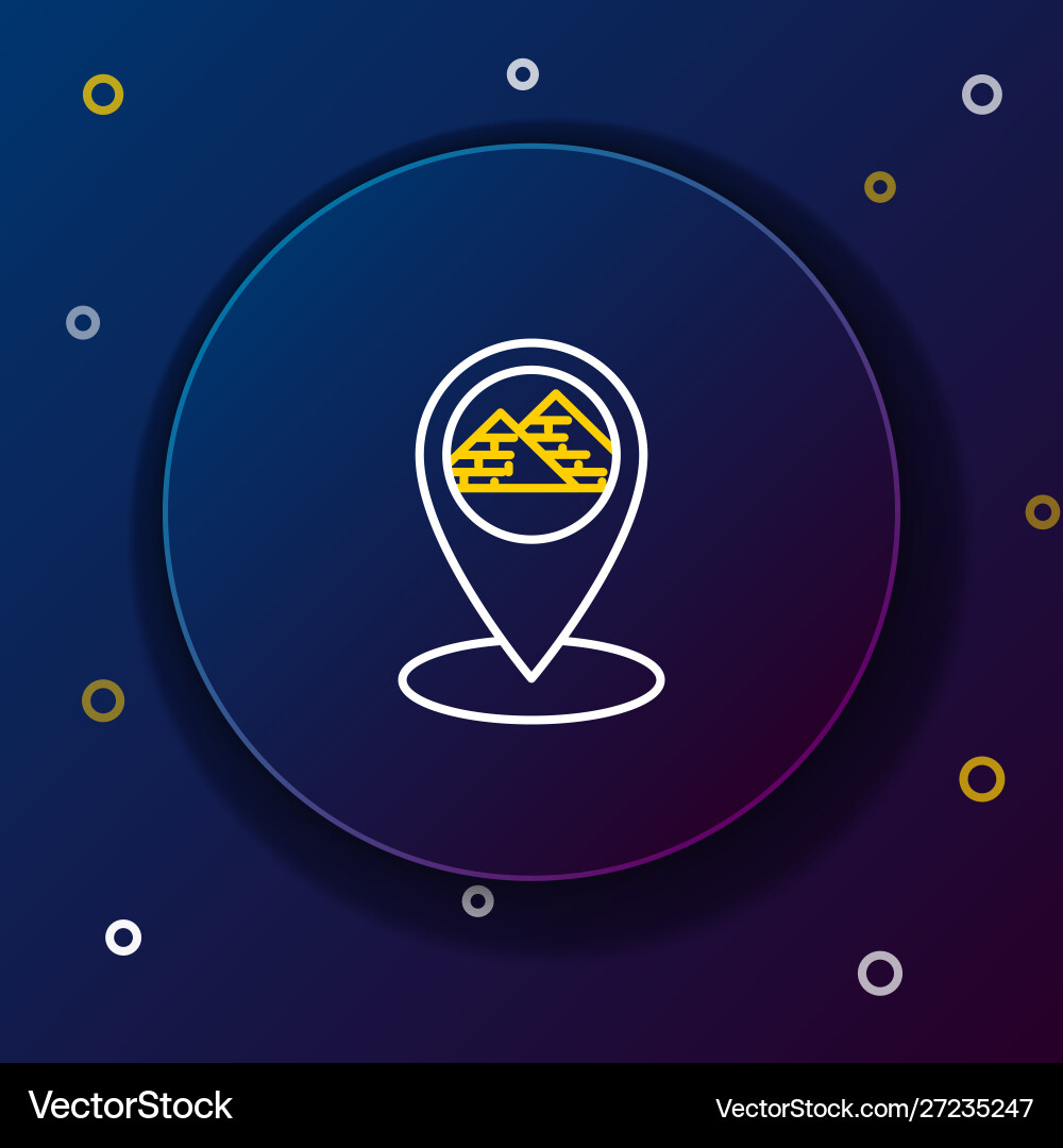 White and yellow line map pointer with egypt vector image