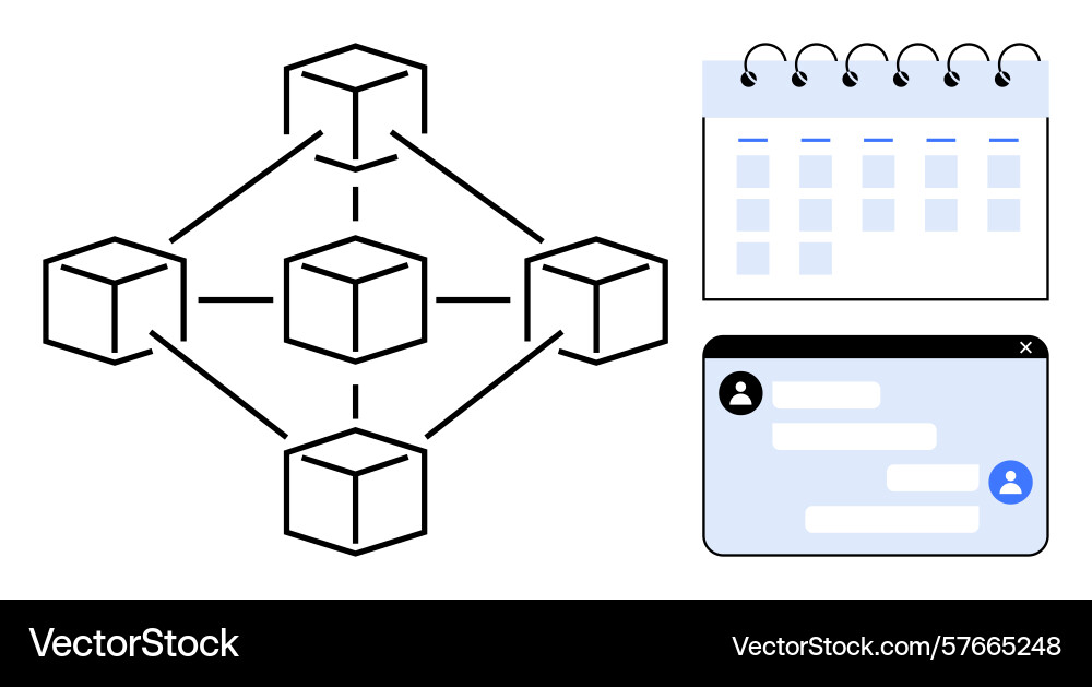 Blockchain network workflow with calendar Blockchain network workflow with calendar vector image