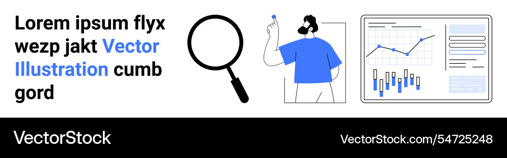 Exploring data analytics with magnifying glass Exploring data analytics with magnifying glass vector image