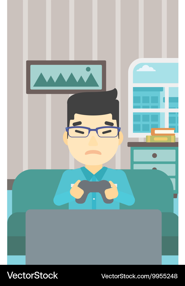Man playing video game vector image
