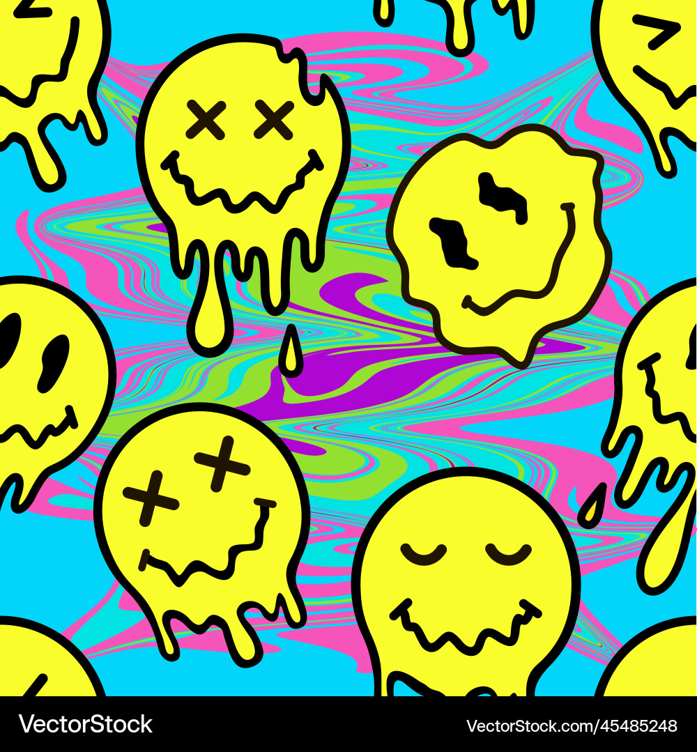 Melting Smile Pattern - Psychedelic – Royalty-Free Vector | VectorStock, image size:1000x1079