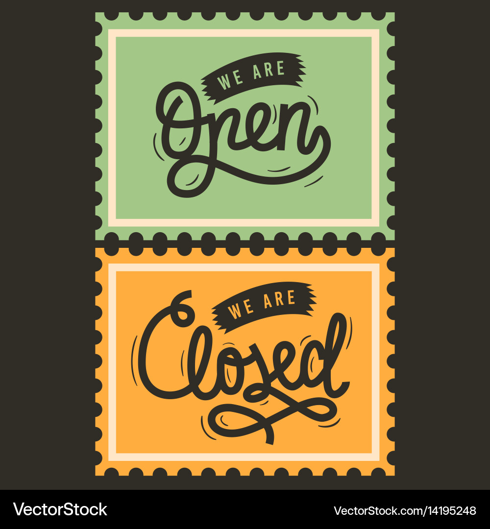Open & Close Sign Script Vector Image