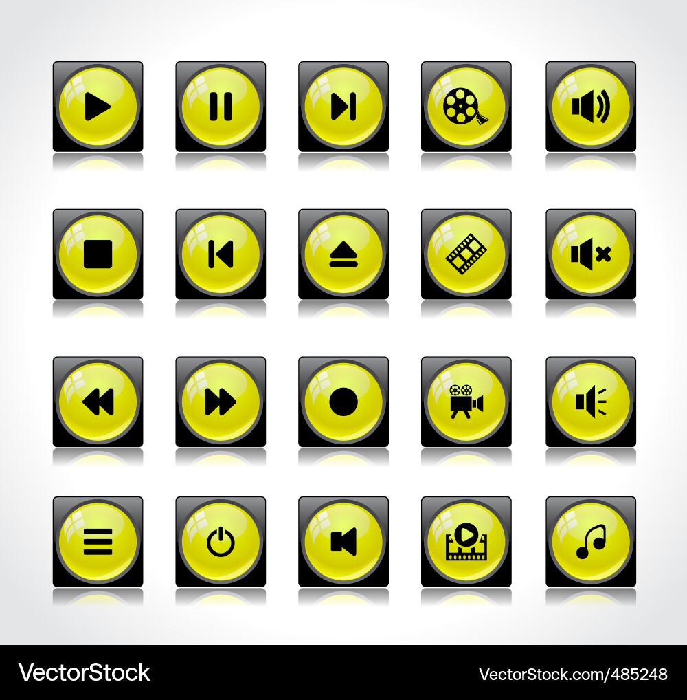Set of media buttons Vector Image