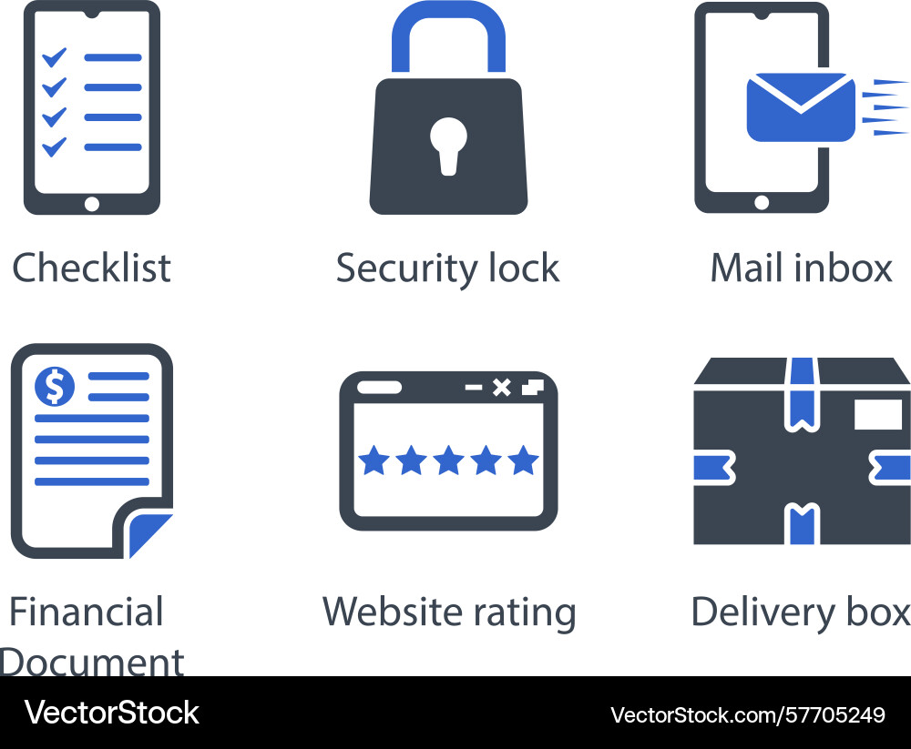 Checklist security lock mail inbox financial vector image