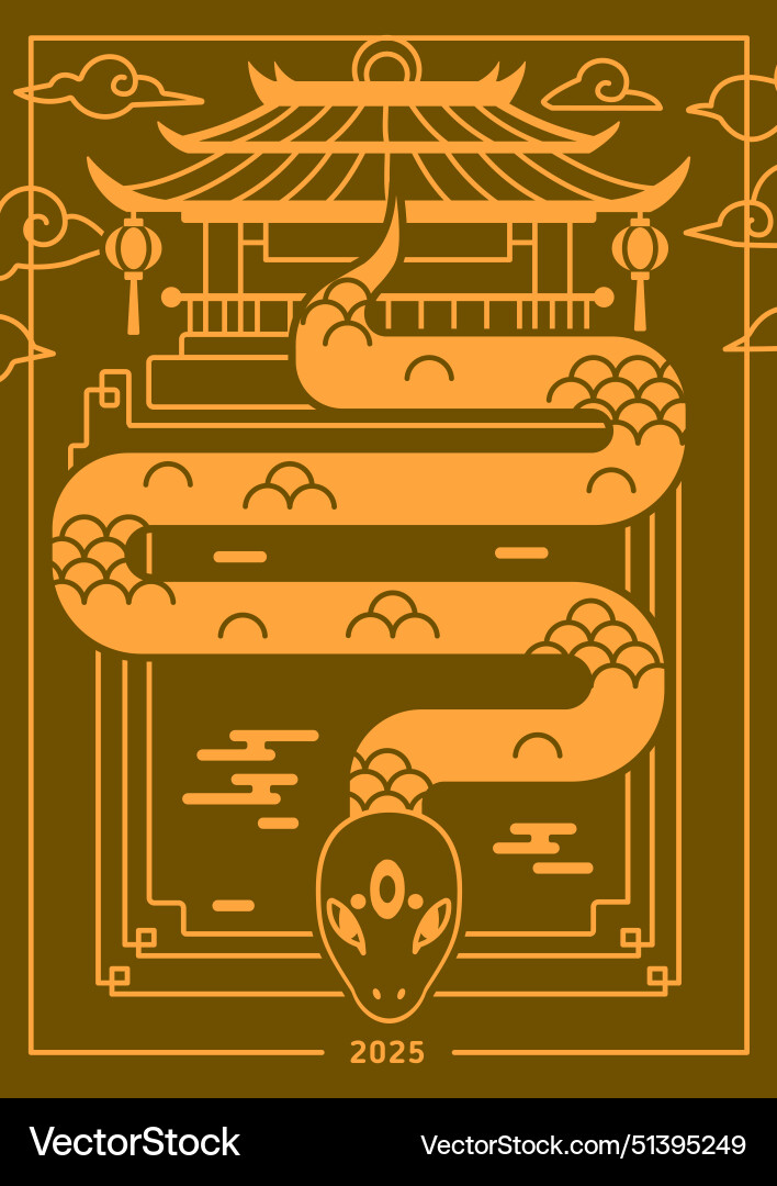 Chinese new year 2025 poster oriental design Vector Image