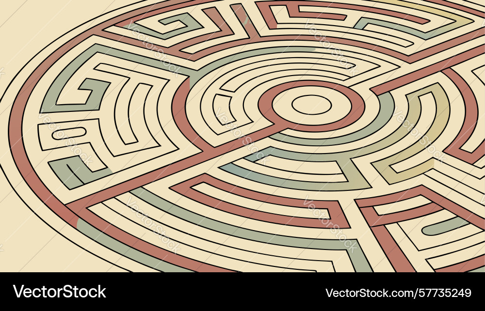 Complex circular maze pattern representing vector image