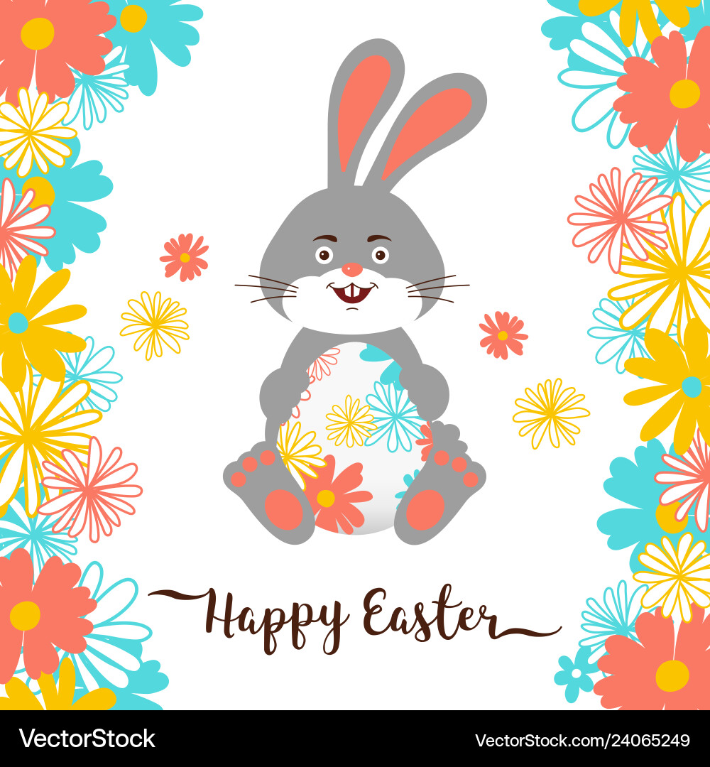 Cute Easter Bunny Card Vector Image