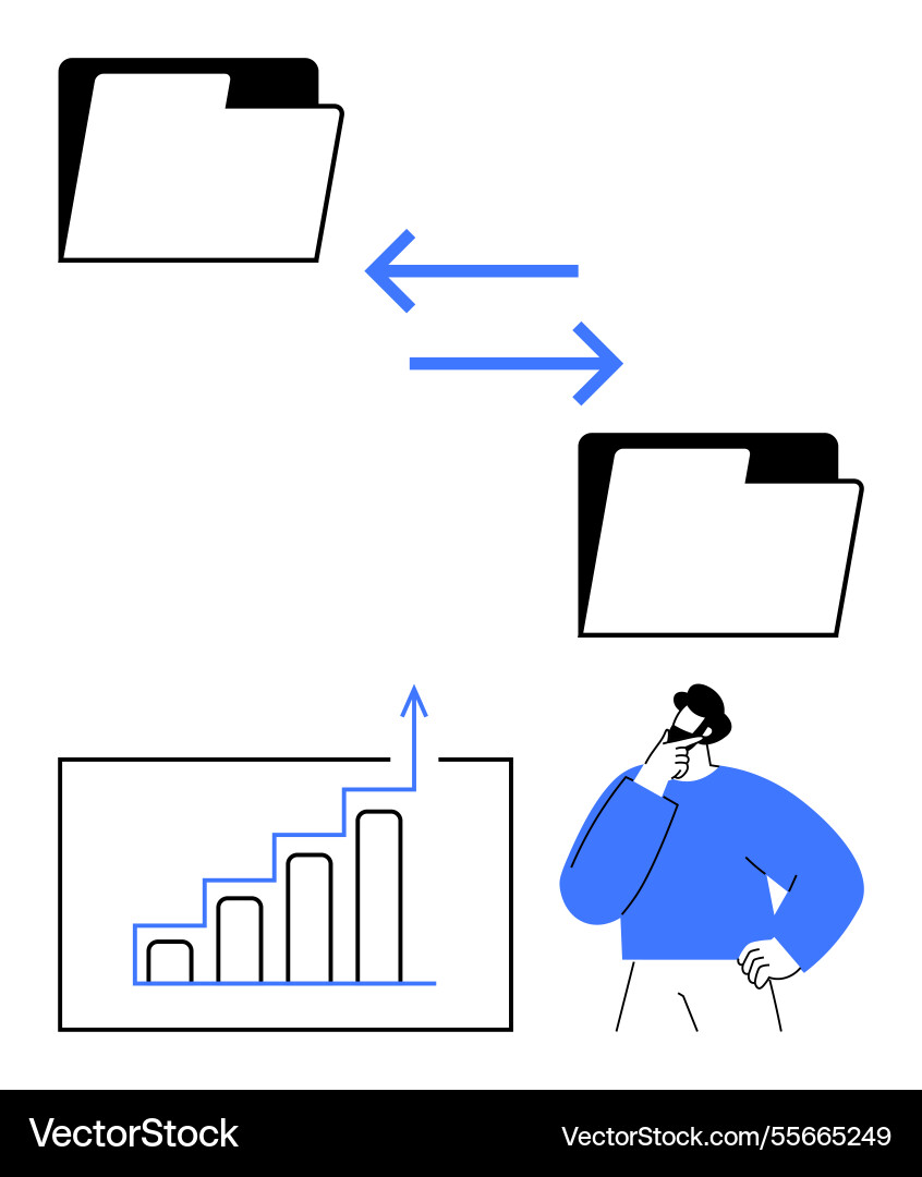 Data transfer between folders with analytics Data transfer between folders with analytics vector image