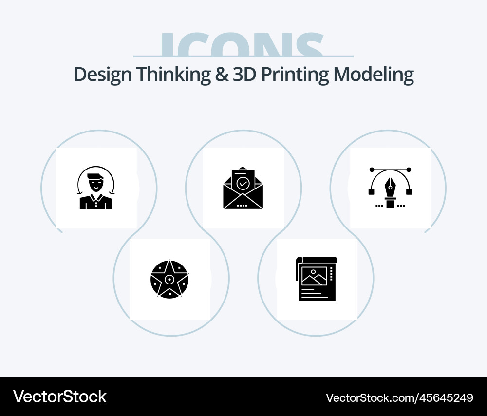 Design thinking and d printing modeling glyph Vector Image