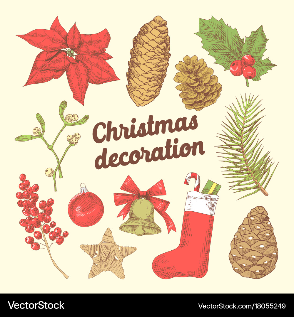 Frohe Weihnachten Doodle - Feste Dekorationen vektorbild