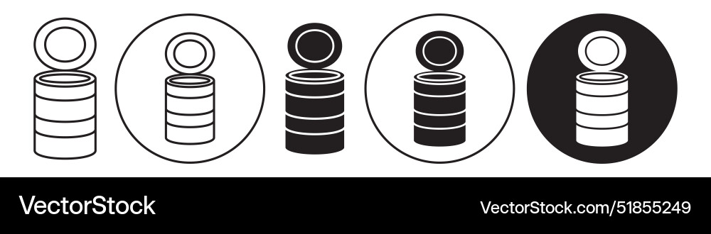 Open tin can icon set collection for web Vector Image