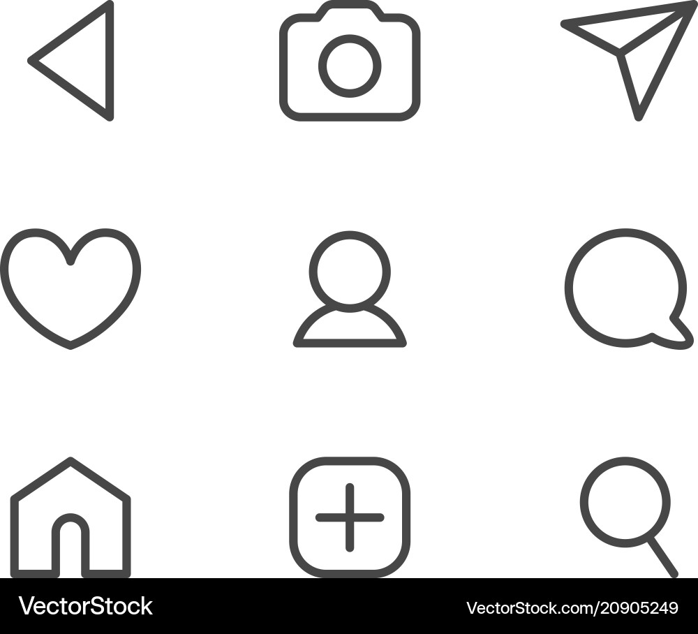 Thin Line UI Icons - Social & Communication vector image