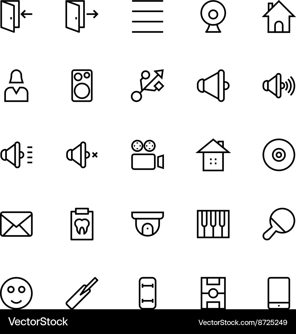 User Interface Line Icons - Collection of Icons Vector Image