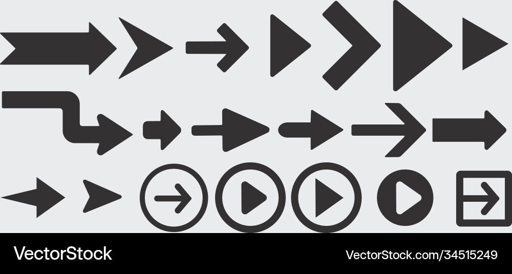Various arrows play button video player curser Vector Image
