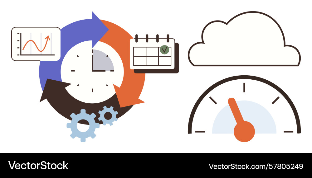 Workflow management with clock arrows calendar vector image