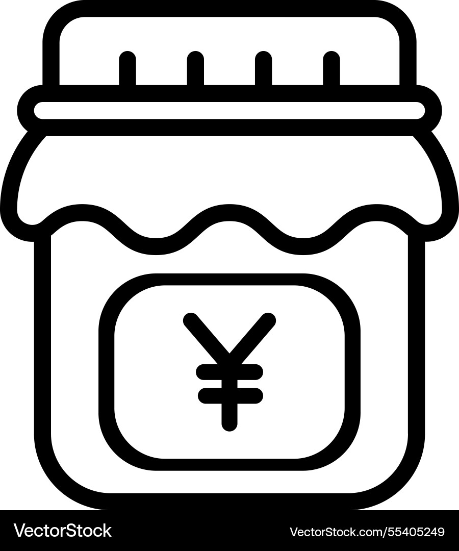 Yuan currency isolate in a jar outline Vector Image