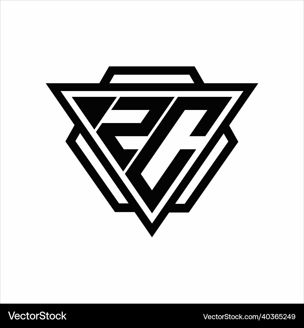 Zc logo monogram with triangle and hexagon Zc logo monogram with triangle and hexagon Vector Image