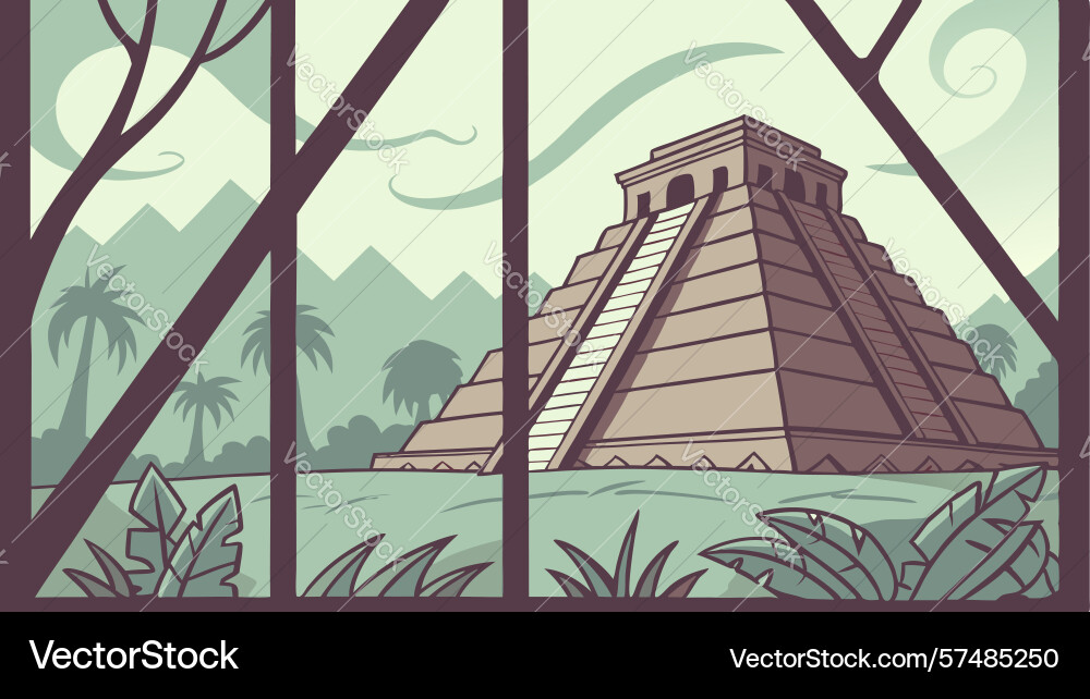 Ancient pyramid structure in natural setting Vector Image