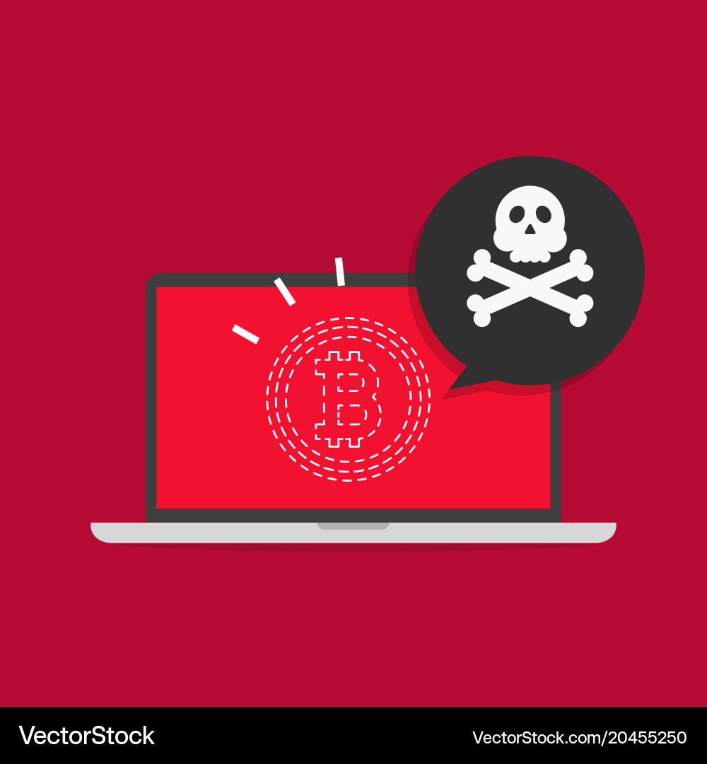 Bitcoin Hacking verschwinden auf Computer-Bildschirm vektorbild