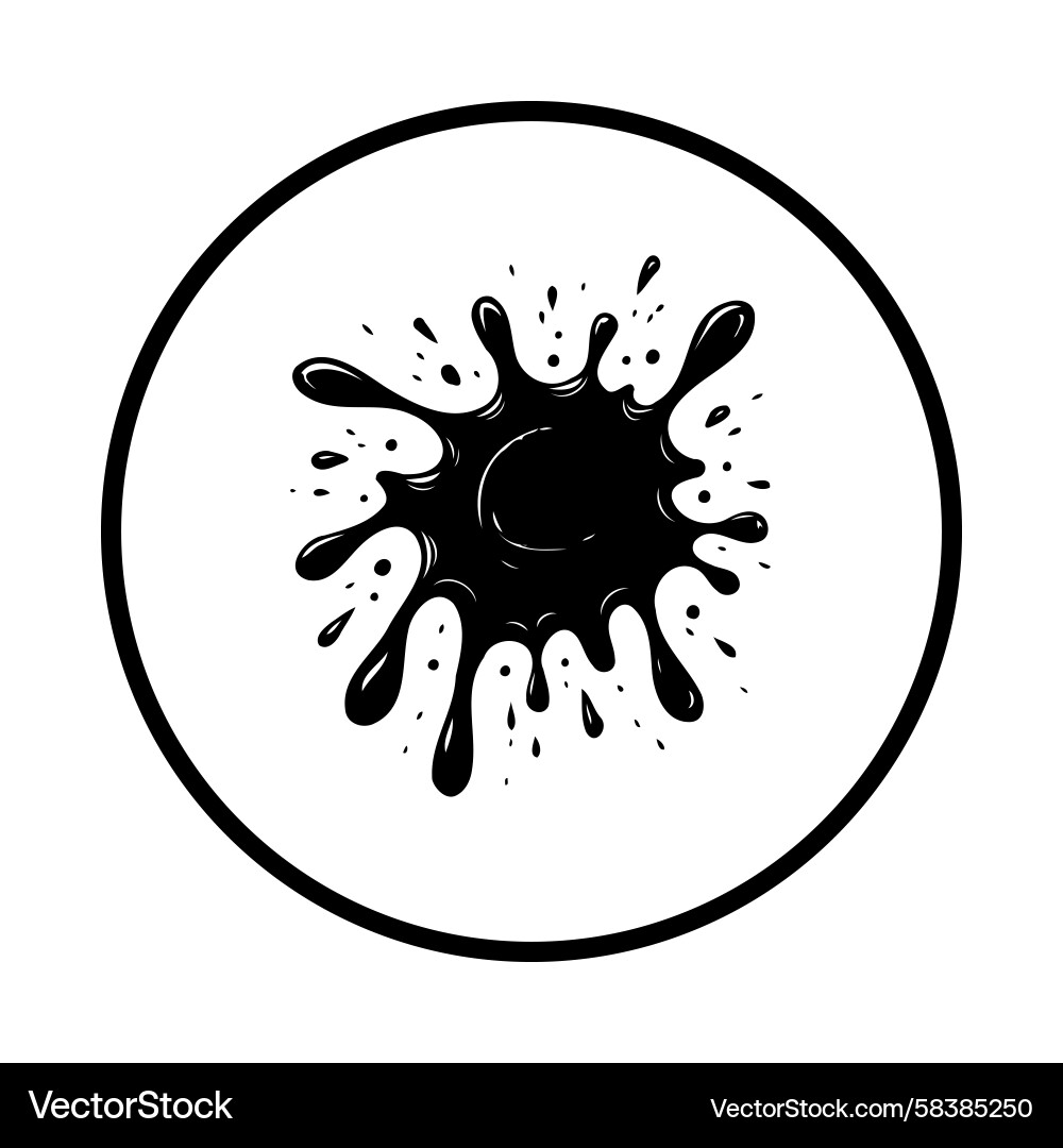 Dynamic Black Splash in Circular Frame Vector Image