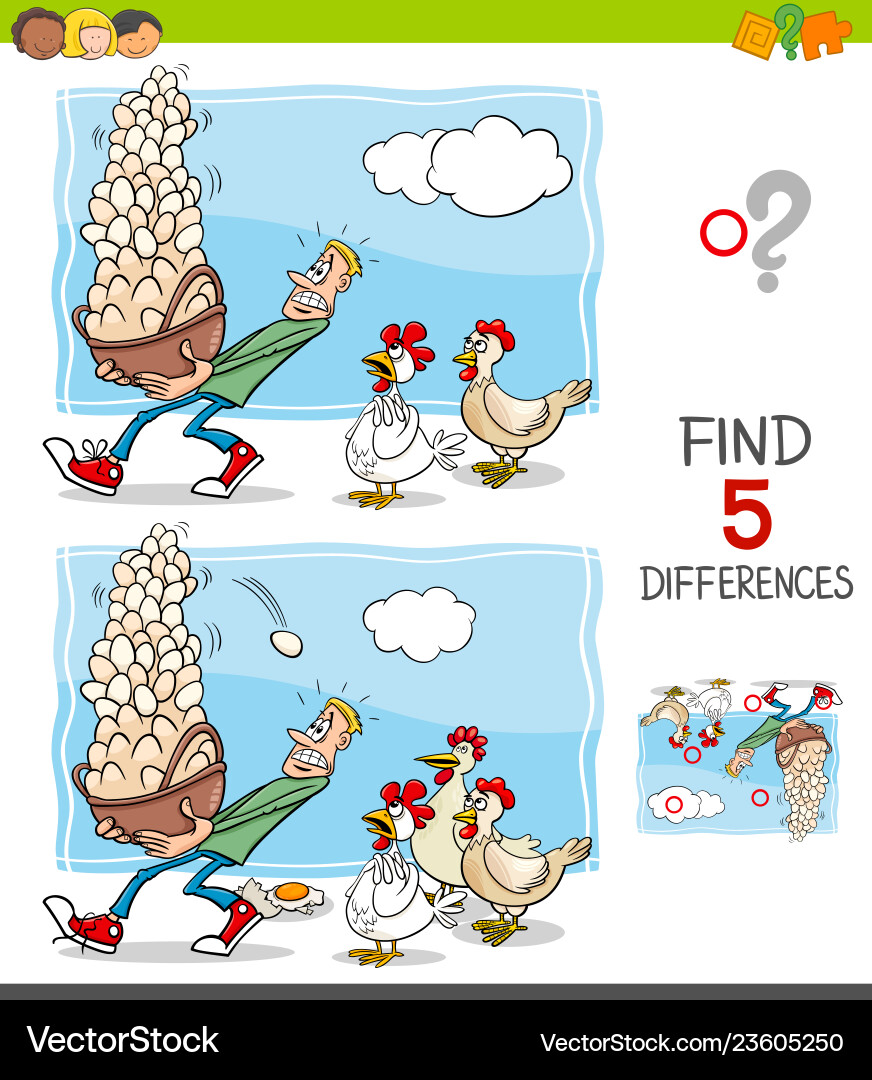 Find the Five Differences Game vector image