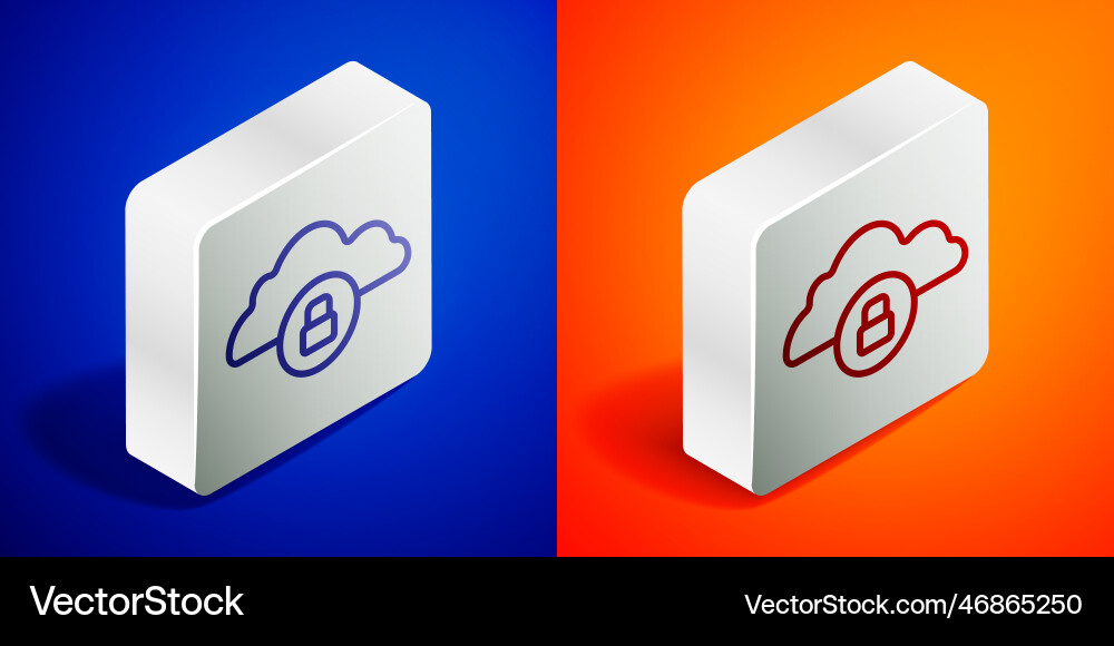 Isometric line cloud computing lock icon isolated Isometric line cloud computing lock icon isolated vector image