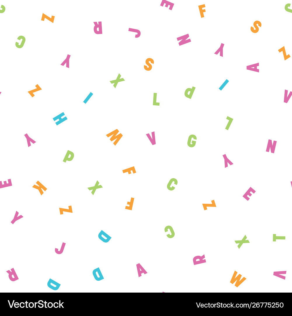 Seamless pattern colorful letters random order Seamless pattern colorful letters random order vector image