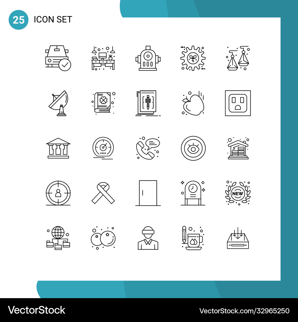 Set 25 lines on grid for setting gear table Vector Image