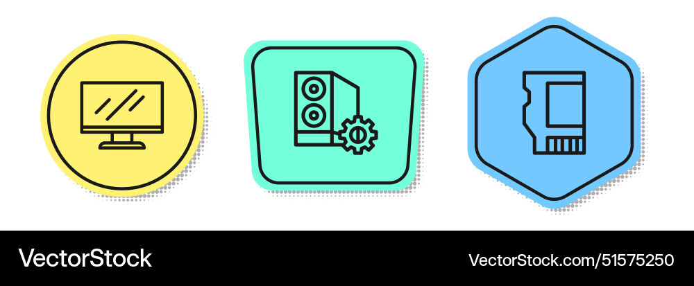 Set line computer monitor screen case Set line computer monitor screen case vector image