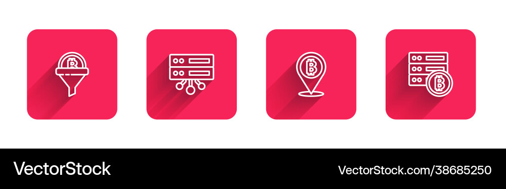 Set line sales funnel with bitcoin server Set line sales funnel with bitcoin server vector image