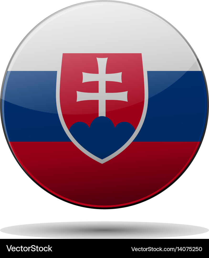 Slovakia flag button with reflection and shadow Vector Image