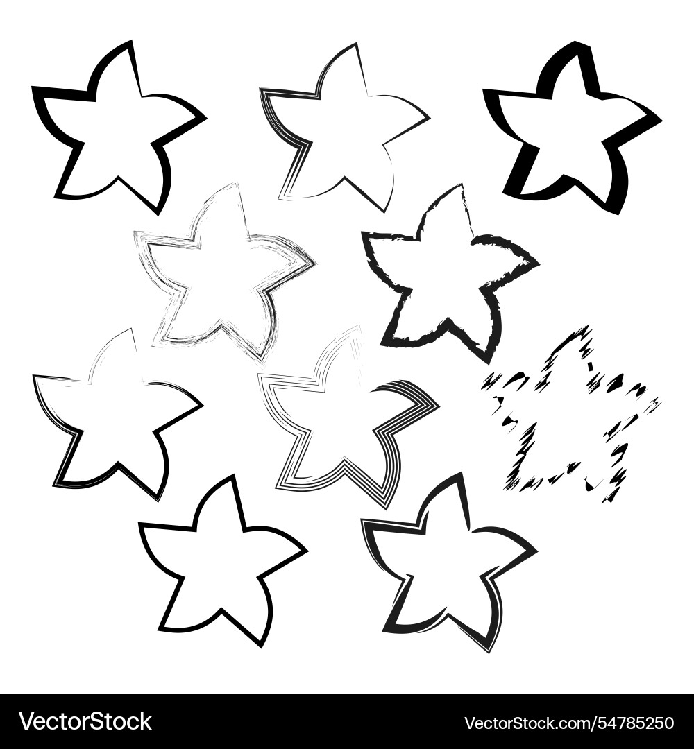 Star shapes collection black and white design Star shapes collection black and white design vector image