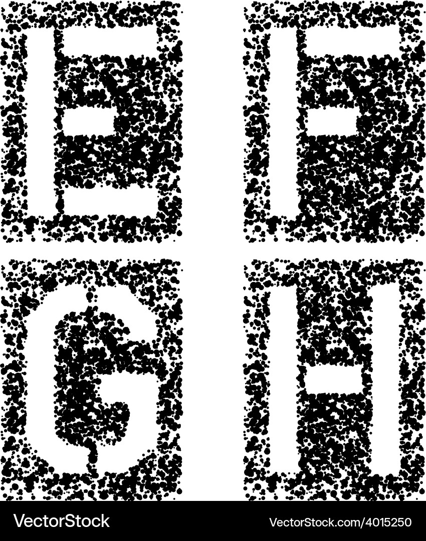 Stencil angular spray font letters e f g h Vector Image