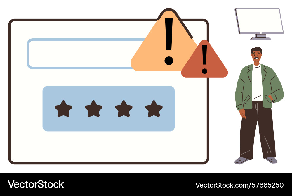 User encountering security warning with login form User encountering security warning with login form vector image