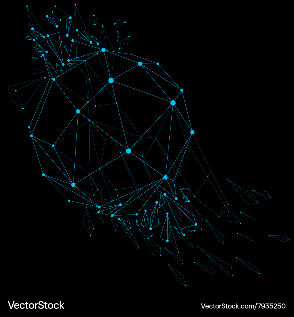 Wireframe luminescent shine object with blue Vector Image