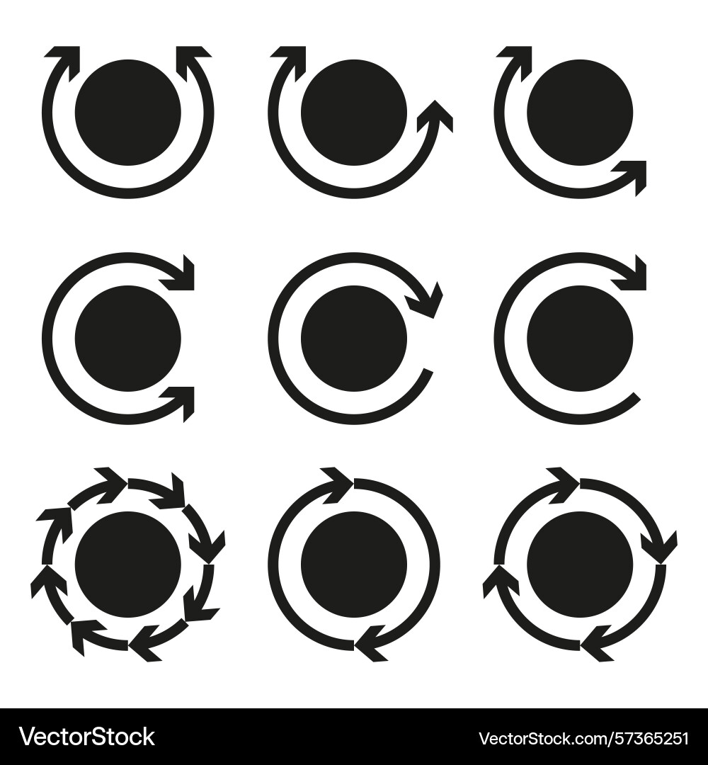 Circular arrow icons refresh symbol elements loop Circular arrow icons refresh symbol elements loop vector image